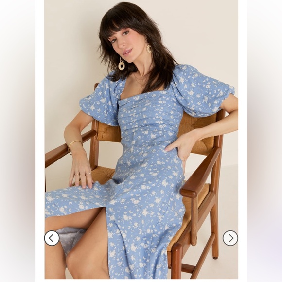 Petra Pleated Upper Floral Midi Dress - Picture 2 of 6